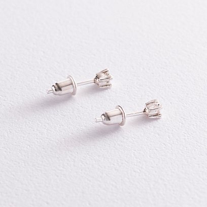 Серебряные серьги - пусеты с фианитами 12985 №3