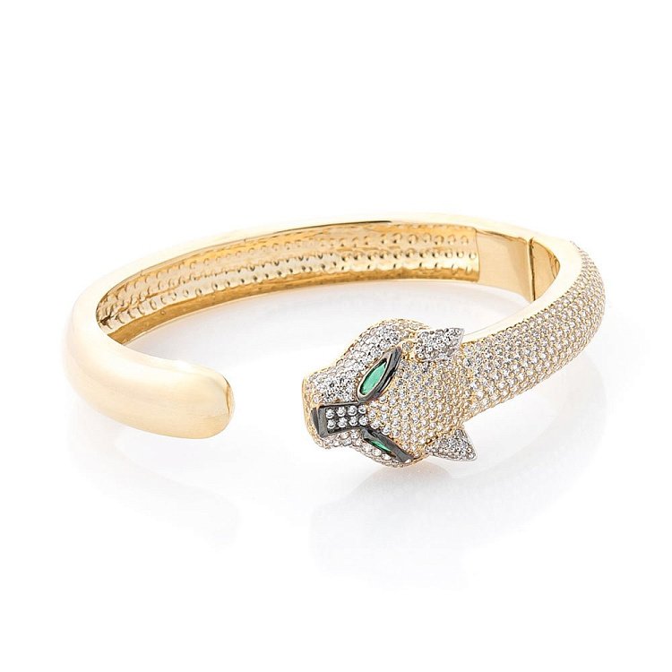 Золотий браслет "Пантера" з фіанітами б03205 від ювелірного магазину Онікс - 2