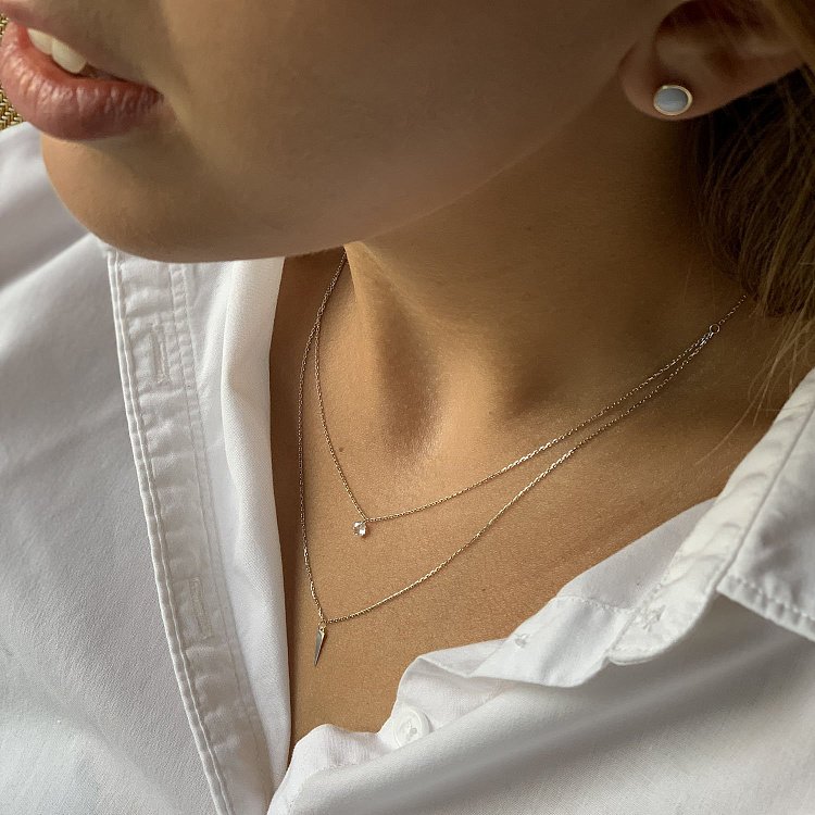 Подвійне золоте кольє з фіанітом кол01523 від ювелірного магазину Онікс - 2