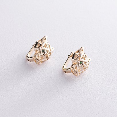 Сережки "Пантери" в жовтому золоті с08120 №3