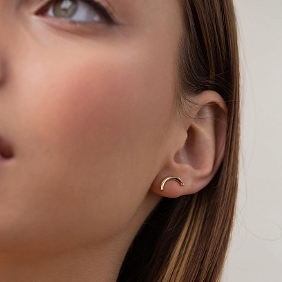 Серьги - пусеты "Дуга" в желтом золоте с07074 №2