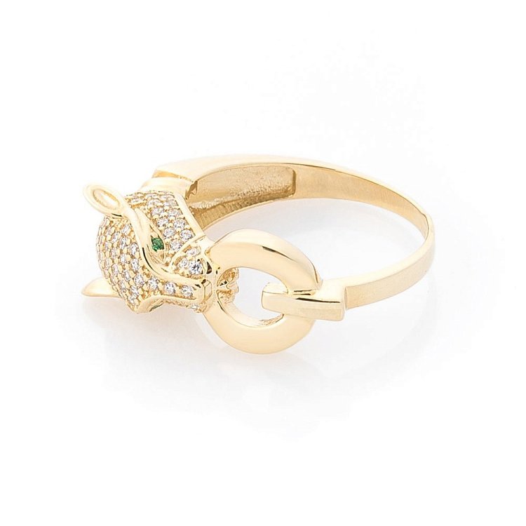 Золотое кольцо "Пантера" с фианитами к05687 - 1 Золотое кольцо "Пантера" с фианитами к05687 от ювелирного магазина Оникс - 1