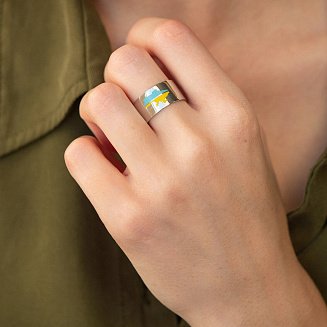 Серебряное кольцо "Карта Украины" с эмалью 9401 №4