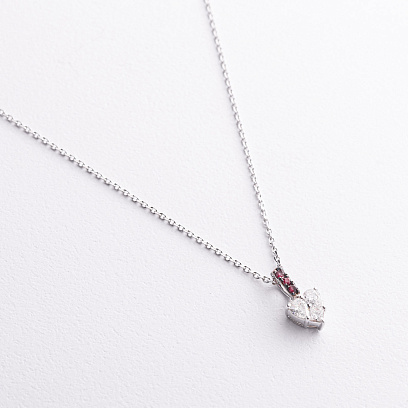 Золотое колье "Сердечко" с бриллиантами и рубинами колб0186va №2