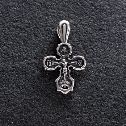 Серебряный крест "Распятие. Спаси и сохрани" 133007 №3