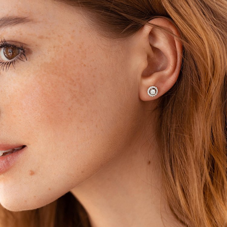 Золоті сережки - пусети 2 в 1 з діамантами 330741121 від ювелірного магазину Онікс - 1