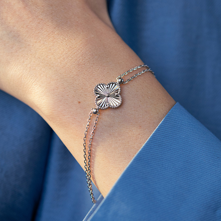 Срібний браслет "Конюшина" 141865 від ювелірного магазину Онікс - 3