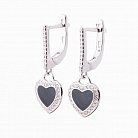 Срібні сережки сердечка з фіанітами 122035 от ювелирного магазина Оникс - 1