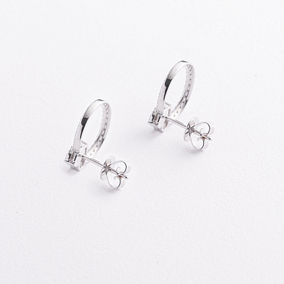 Золотые серьги - пусеты "Сердечки" с бриллиантами сб0672ca №3