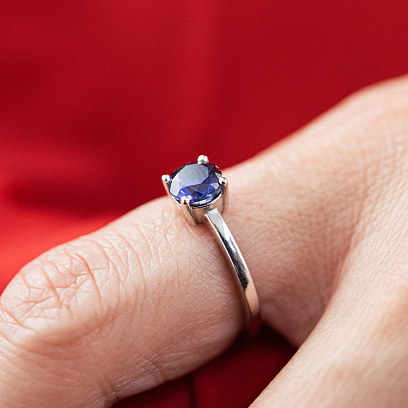 Серебряное кольцо с сапфиром 1852/1p-HSPH №5