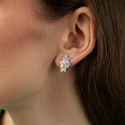 Сережки в білому золоті (діаманти) сб0694cha №5