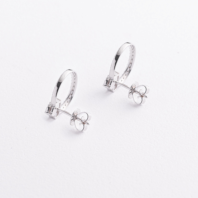 Золотые серьги - пусеты "Сердечки" с бриллиантами сб0672ca от ювелирного магазина Оникс - 2