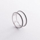 Двойное серебряное кольцо с черными фианитами 106010 от ювелирного магазина Оникс