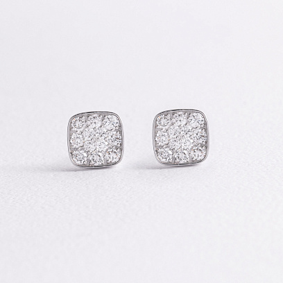 Золотые серьги - пусеты с бриллиантами 344971121 №3