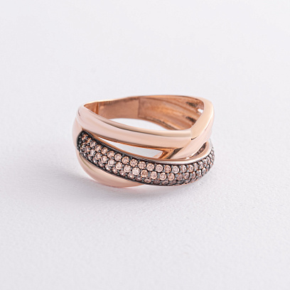 Золотое кольцо с жёлтыми фианитами к05232 №2