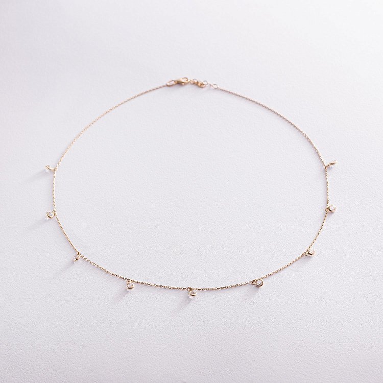 Кольє з жовтого золота з фіанітами кол01378 від ювелірного магазину Онікс