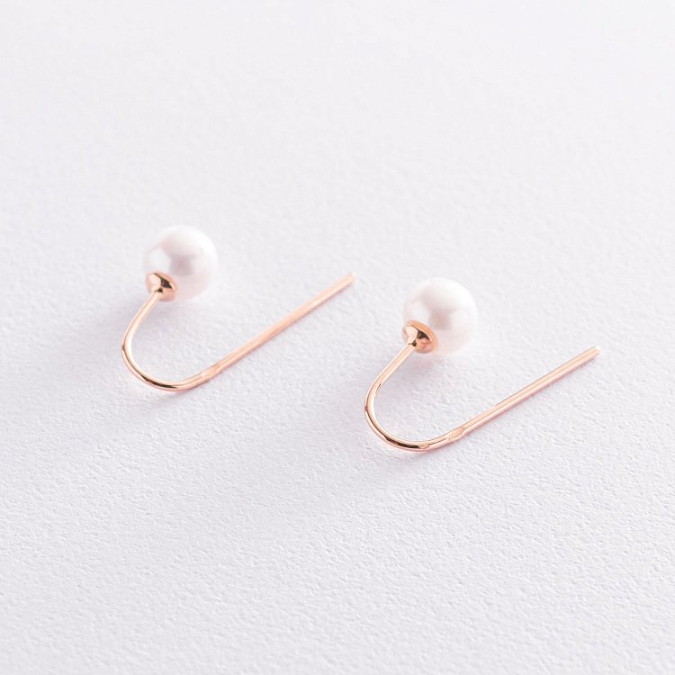 Золотые серьги "Изящность" (жемчуг) с07341 от ювелирного магазина Оникс - 10