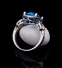 Золотое кольцо с голубым топазом и бриллиантами C01111R от ювелирного магазина Оникс - 1