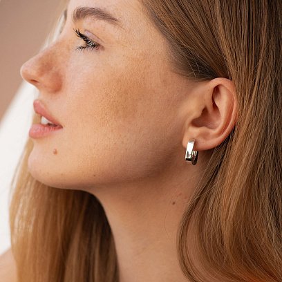 Серьги - кольца "Nora" в белом золоте с09019 №2