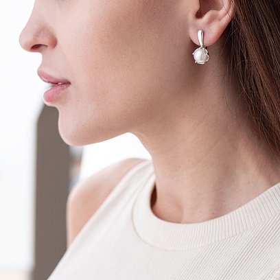 Серебряные серьги с культ. пресн. жемчугом 121860 №2