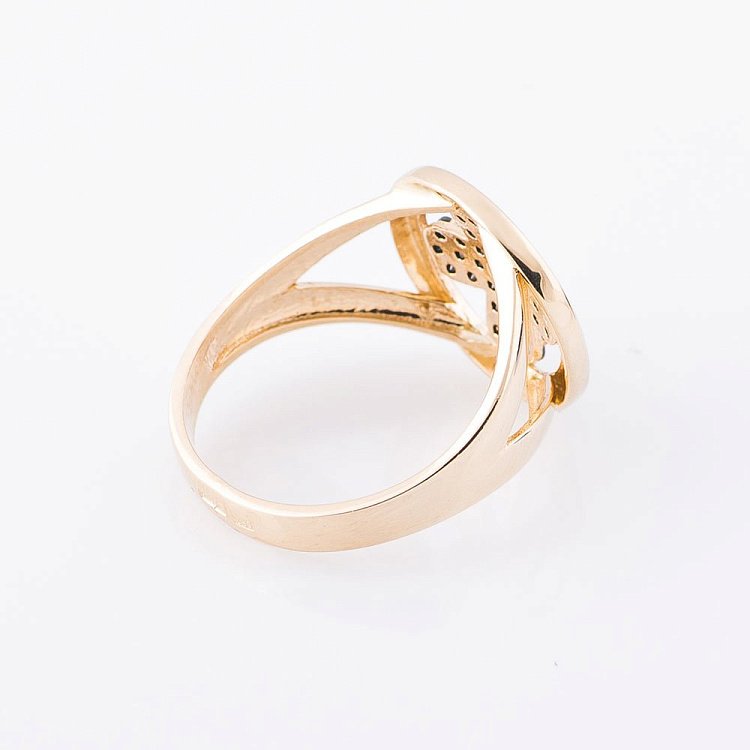 Золотое кольцо "Цветок-клевер" с фианитами к05182 от ювелирного магазина Оникс - 1