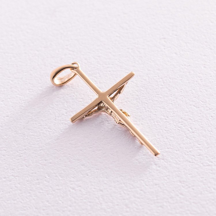 Золотой крестик с распятием п03625 от ювелирного магазина Оникс - 2