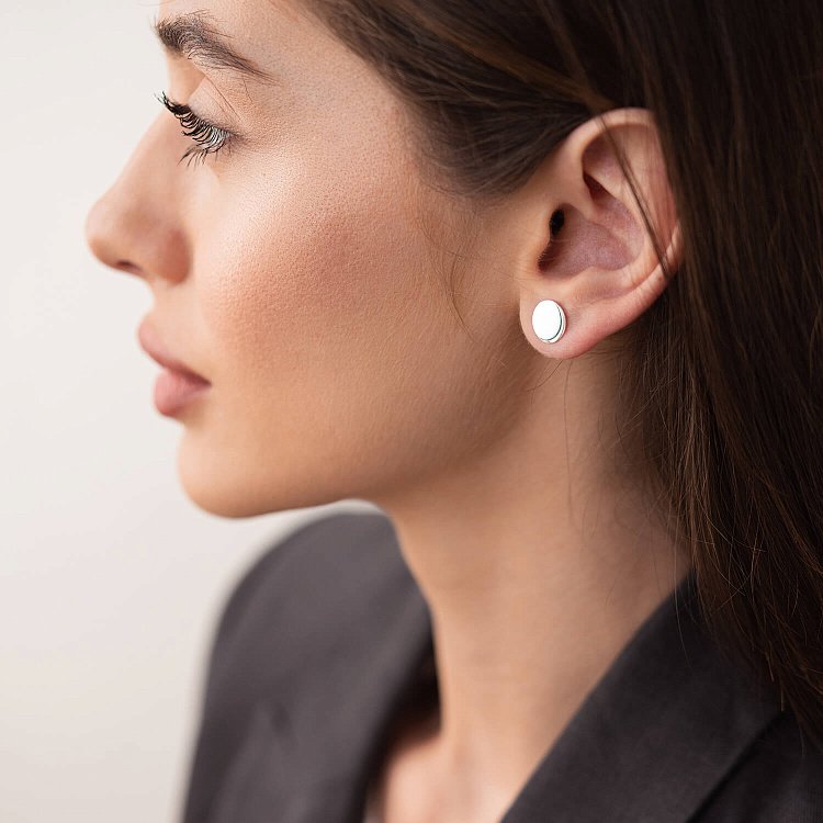 Золоті сережки - пусети "Дзеркальні" с07887 від ювелірного магазину Онікс - 3