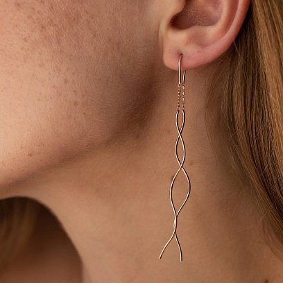 Серьги - протяжки "Завиток" із червоного золота с00945 №4