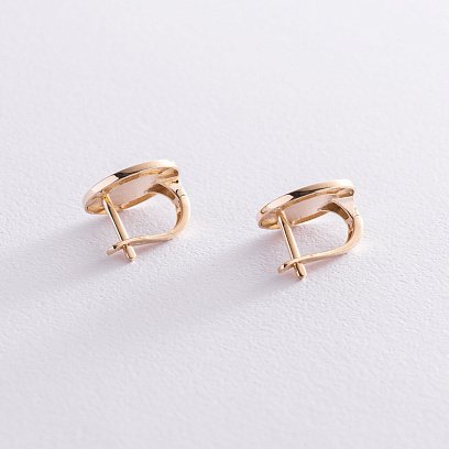 Сережки "Love" в жовтому золоті (емаль) с06796 №3