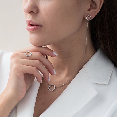 Серебряное кольцо "Круговорот" с фианитами 112577 №6