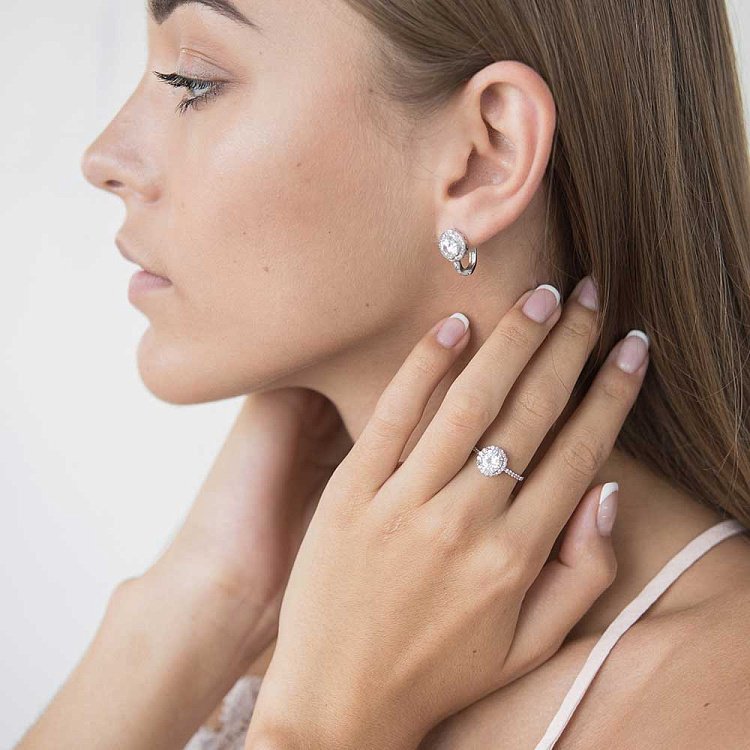 Золотые серьги с фианитами с01955 от ювелирного магазина Оникс - 5