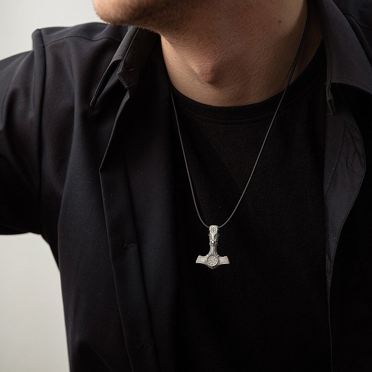 Срібний кулон - молот "Шолом жаху із черепом" 7043 від ювелірного магазину Онікс - 8