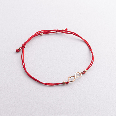 Золотий браслет "Нескінченність" з червоною ниткою б02719