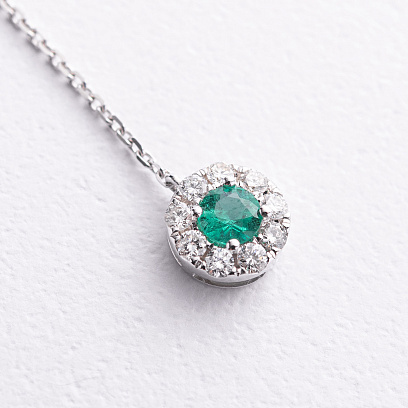 Золотое колье - галстук с изумрудом и бриллиантами колб0197mi №3