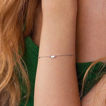 Браслет "Сердечко" у білому золоті б05085 №2