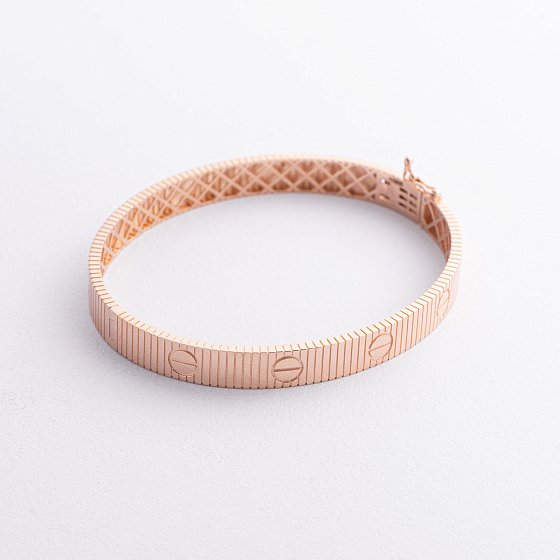 Жесткий золотой браслет "Love" б05809 №5