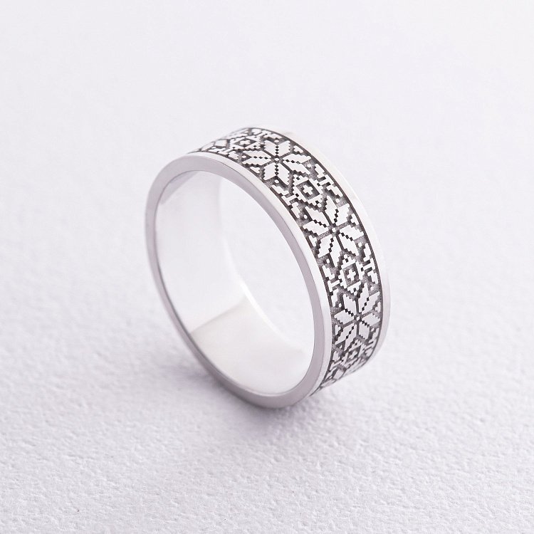 Обручальное кольцо "Вышиванка" в белом золоте 28931100 от ювелирного магазина Оникс