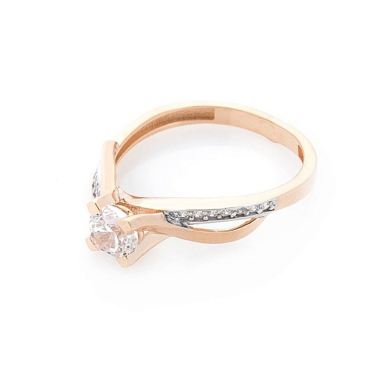 Золотое помолвочное кольцо с фианитами к03351 от ювелирного магазина Оникс - 1