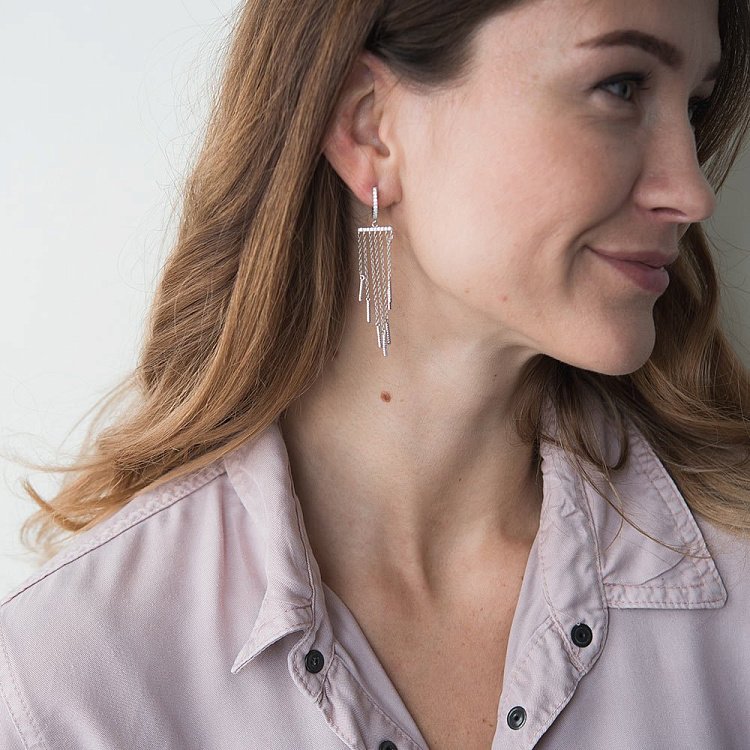 Срібні сережки з фіанітами 121820 від ювелірного магазину Онікс - 4