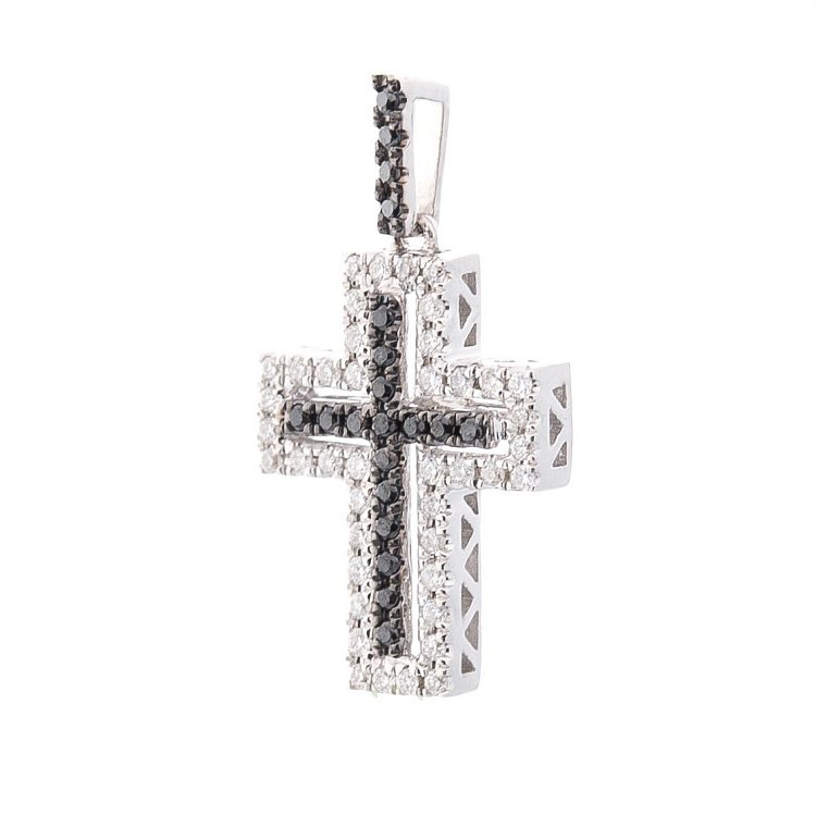 Золотой крестик с бриллиантами пб0119са от ювелирного магазина Оникс