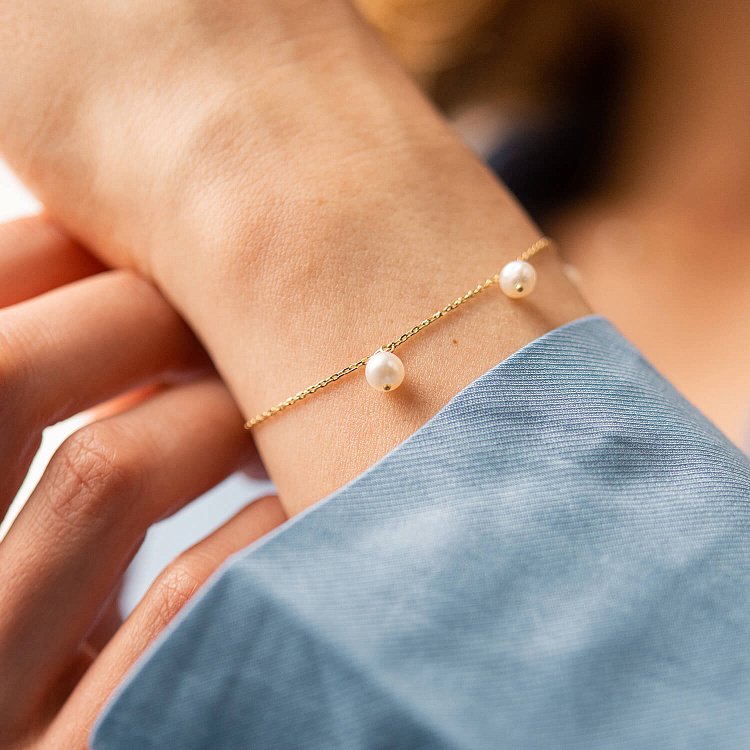 Браслет із перлами (жовте золото) б05262 від ювелірного магазину Онікс - 5