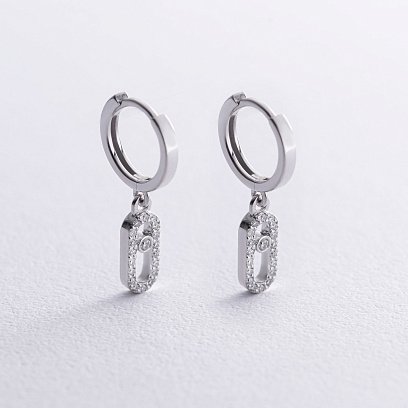 Серьги - кольца с бриллиантами (белое золото) 335111121