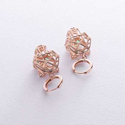 Серьги - кольца "Пантеры" в красном золоте с08603 №3