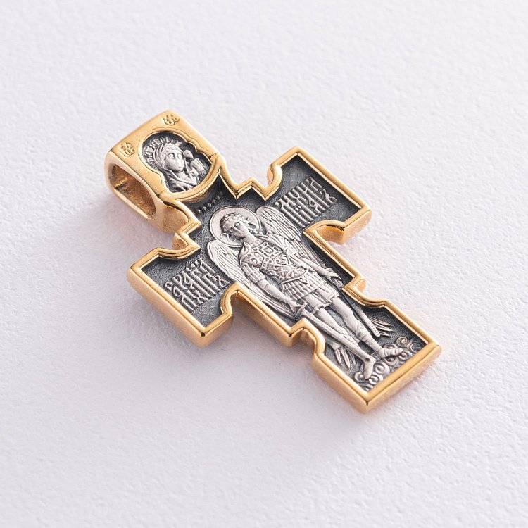 Православний хрест "Архангел Михаїл. Казанська ікона Божої Матері" 131466 від ювелірного магазину Онікс - 1