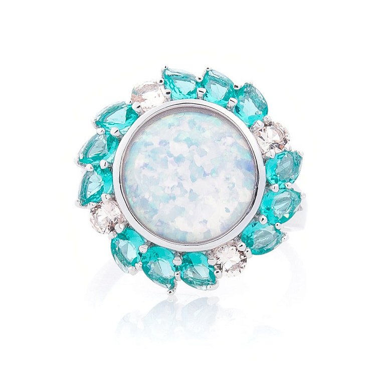 Срібний перстень (ім. опал, фіаніт) 112170 від ювелірного магазину Онікс - 2