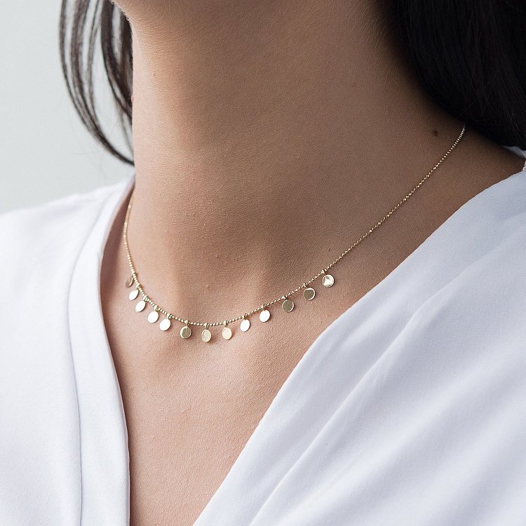 Кольє "Монетки" в жовтому золоті кол01389 від ювелірного магазину Онікс - 1