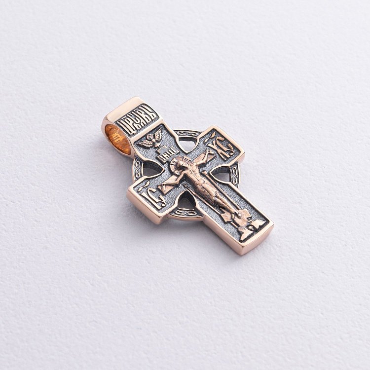 ﻿ Золотий хрестик з чорнінням "Кельтський" п01852 від ювелірного магазину Онікс