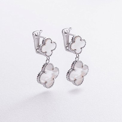 Срібні сережки "Конюшина" (перламутр) 123379