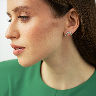 Серьги - пусеты в белом золоте (бриллианты) сб0714sm №3