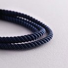 Шелковый синий шнурок с гладкой серебряной застежкой (3 мм) 18397 от ювелирного магазина Оникс - 1